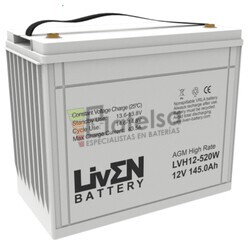 Batera 12 Voltios 145 Amperios Alta descarga LVH12-520W Liven