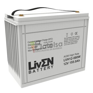 Batera 12 Voltios 155 Amperios Alta descarga LVH12-580W Liven