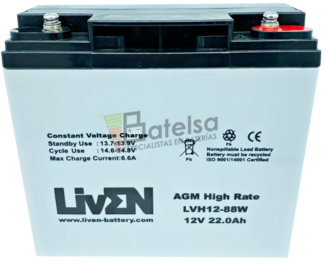 Batera 12 Voltios 22 Amperios LVH12-88 Liven Battery