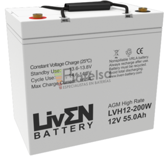 Batera 12 Voltios 55 Amperios Alta descarga LVH12-200W Liven