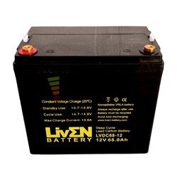 Batera 12 voltios 68 amperios ms autonoma LVDC68-12 Ciclo Profundo