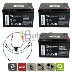 Batera 36 Voltios 15 Amperios Movilidad C/Cables Q-Batteries