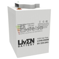 Batera 6 Voltios 225 Amperios Alta descarga LVH6-850W Liven