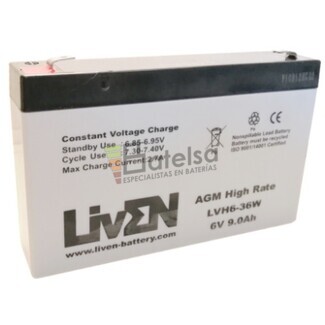 Batera 6 Voltios 9 Amperios Liven LVH6-36W