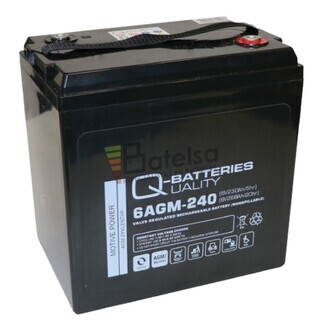 Batera AGM 6 Voltios 268 Amperios QBatteries 6AGM240 Sin Mantenimiento