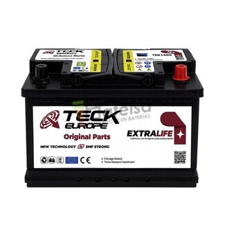 Batera arranque 12 Voltios 74 Amperios 670 EN Teck Europe TEX7400 + Derecha