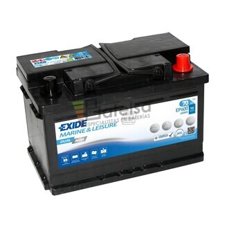 Batera embarcacin arranque y servicio 12V 70Ah Exide Dual EP600