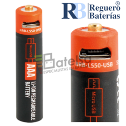 Batera Litio Recargable AAA 1,5V MIcro Usb