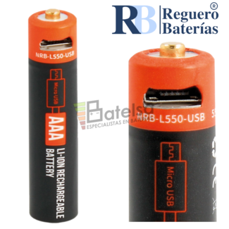 Batera Litio Recargable AAA 1,5V MIcro Usb