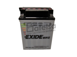 Batera para Moto EXIDE 12 Voltios 14 Amperios EB14A-A2 - YB14A-A2 135mm x 89mm x 175mm