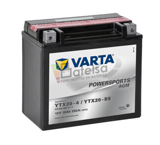 Batera para Moto VARTA 12 Voltios 18 Ah en C10 PowerSports AGM Ref.518902026 YTX20-4-YTX20-BS EN 250 A 177x88x156