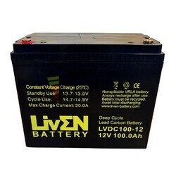 Batera para Solar 12 Voltios 100 Amperios Ciclo Profundo LVDC100-12