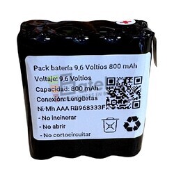 Batera recargable 9.6 Voltios 800 mAh NI-MH