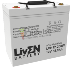 Batera Scooter elctrico 12 Voltios 55 Amperios Alta descarga LVH12-200W