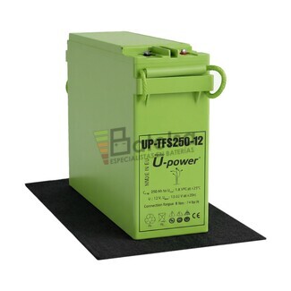 Batera solar AGM 12 Voltios 250 Amperios frontal U-Power TFS250-12
