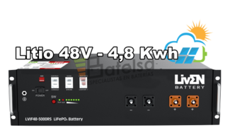 Batera Solar Litio 48 Voltios 4.8Kwh LVIF48-5000RS Sin Mantenimiento