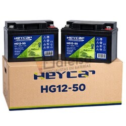 Pack 2 bater�as HG12-50 Heycar | Gel 12 Voltios 50 Amperios