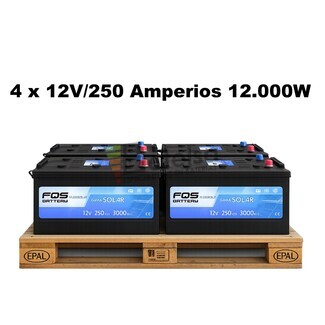 Bater�as Solares 12V 250Ah Pack de 4 con Mantenimiento FQS250-12A
