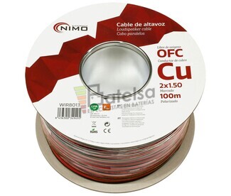 Cable altavoz Cobre 2x1.5mm, Rojo-Negro Libre Oxgeno 100m