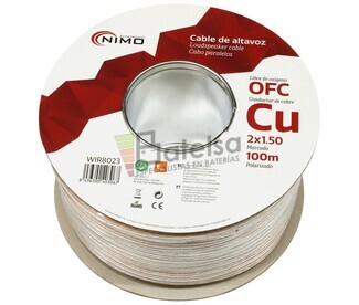 Cable altavoz Cobre 2x1.5mm Transparente Libre Oxgeno 100m