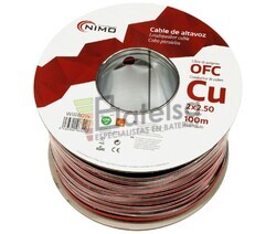 Cable altavoz Cobre 2x2.5mm Rojo-Negro Libre Oxgeno 100m