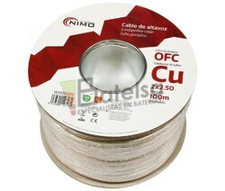 Cable altavoz Cobre 2x2.5mm Transparente Libre Oxgeno 100m