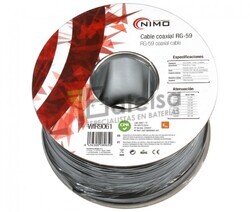 Cable Coaxial RG59 75 Ohm, carrete 100m Negro