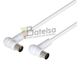 Cable de antena TV macho - hembra acodados 1.5m