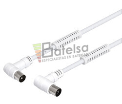 Cable de antena TV macho - hembra acodados y ferritas 1.5m