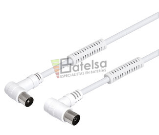 Cable de antena TV macho - hembra acodados y ferritas 1.5m