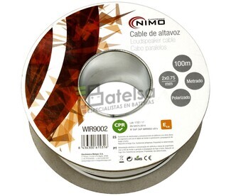 Cable para altavoz 2x0.75mm, Blanco polarizado 100m