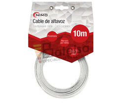 Cable para altavoz 2x0.75mm, Blanco polarizado 10m