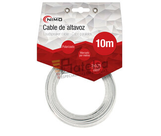 Cable para altavoz 2x0.75mm, Blanco polarizado 10m