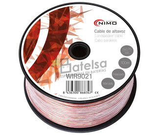 Cable para altavoz 2x0.75mm, Transparente polarizado 100m