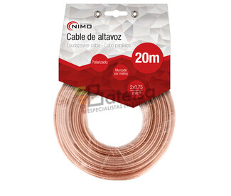 Cable para altavoz 2x0.75mm, Transparente polarizado 20m