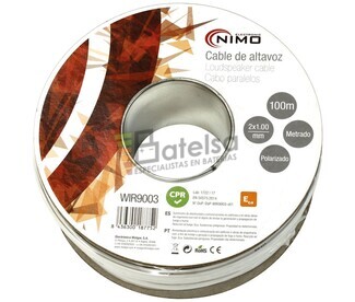 Cable para altavoz 2x1.0mm, Blanco polarizado 100m