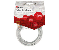 Cable para altavoz 2x1.0mm, Blanco polarizado 10m