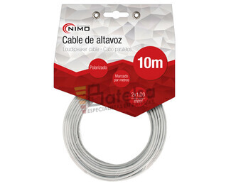 Cable para altavoz 2x1.0mm, Blanco polarizado 10m