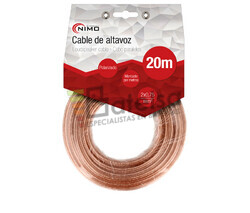 Cable para altavoz 2x1.0mm, Transparente polarizado 20m