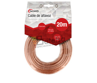 Cable para altavoz 2x1.0mm, Transparente polarizado 20m