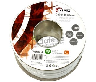 Cable para altavoz 2x1.5mm, Blanco polarizado 100m