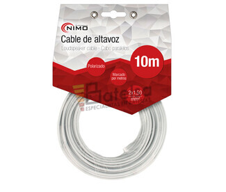 Cable para altavoz 2x1.5mm, Blanco polarizado 10m