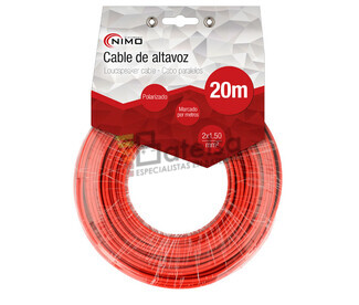 Cable para altavoz 2x1.5mm, Rojo-Negro 20m