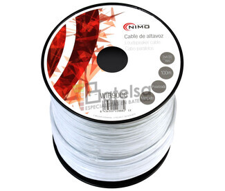 Cable para altavoz 2x4.0mm, Blanco polarizado 100m