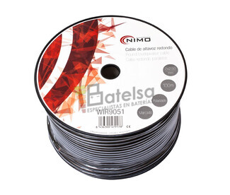 Cable para altavoz redondo, Negro 100m