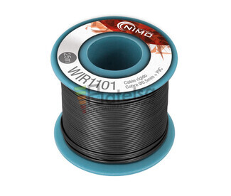 Cable rgido 0,5mm, cobre estaado, Negro 25m