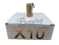 Caja de 10 Bateras Sub-C recargables 1.2 Voltios 1.900 mah con Lengetas