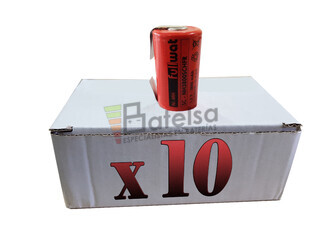 Caja de 10 Bateras Sub-C recargables 1.2 Voltios 2.100 mah con Lengetas