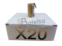 Caja de 20 Bateras Sub-C recargables 1.2 Voltios 1.900 mah con Lengetas