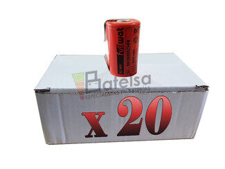 Caja de 20 Bateras Sub-C recargables 1.2 Voltios 2.100 mah con Lengetas